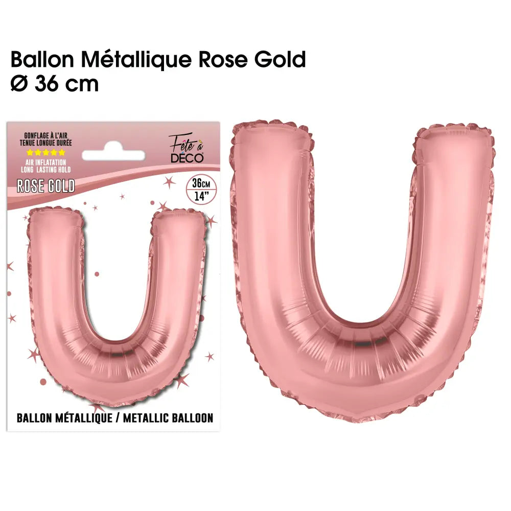 Ballon métallique Rose Gold Lettres et Symboles - U