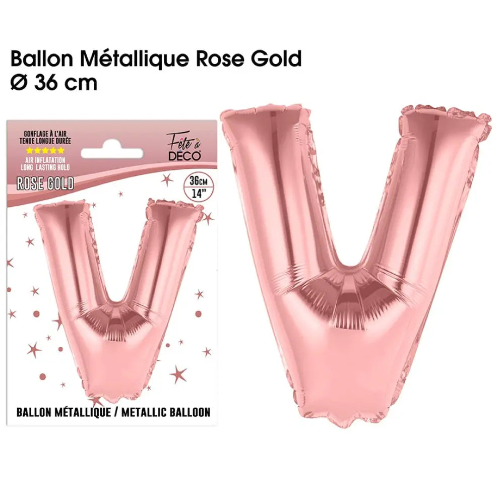 Ballon métallique Rose Gold Lettres et Symboles - V