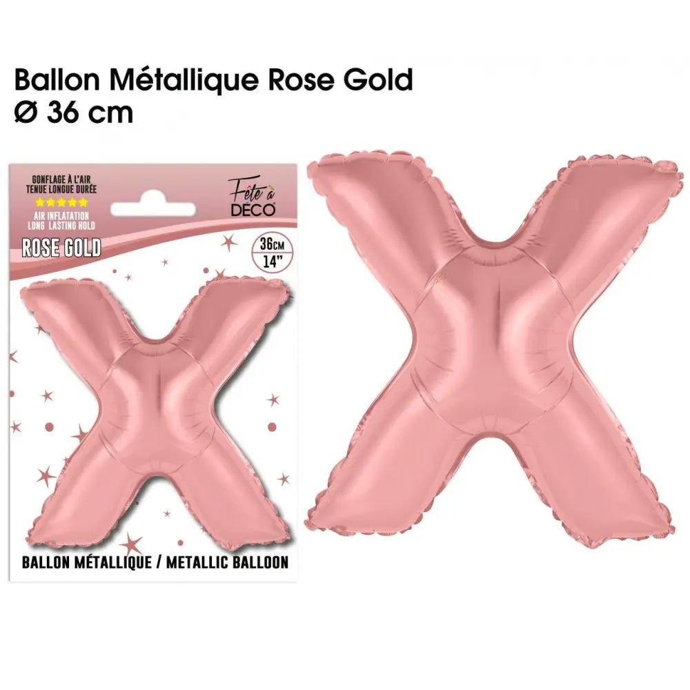 Ballon métallique Rose Gold Lettres et Symboles - X