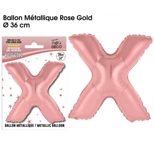Ballon métallique Rose Gold Lettres et Symboles - X