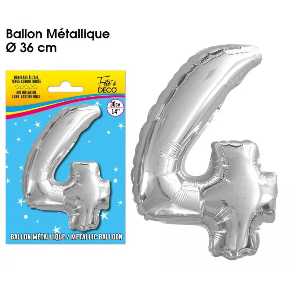 Ballon métallique Argent Chiffre - 36cm : 4