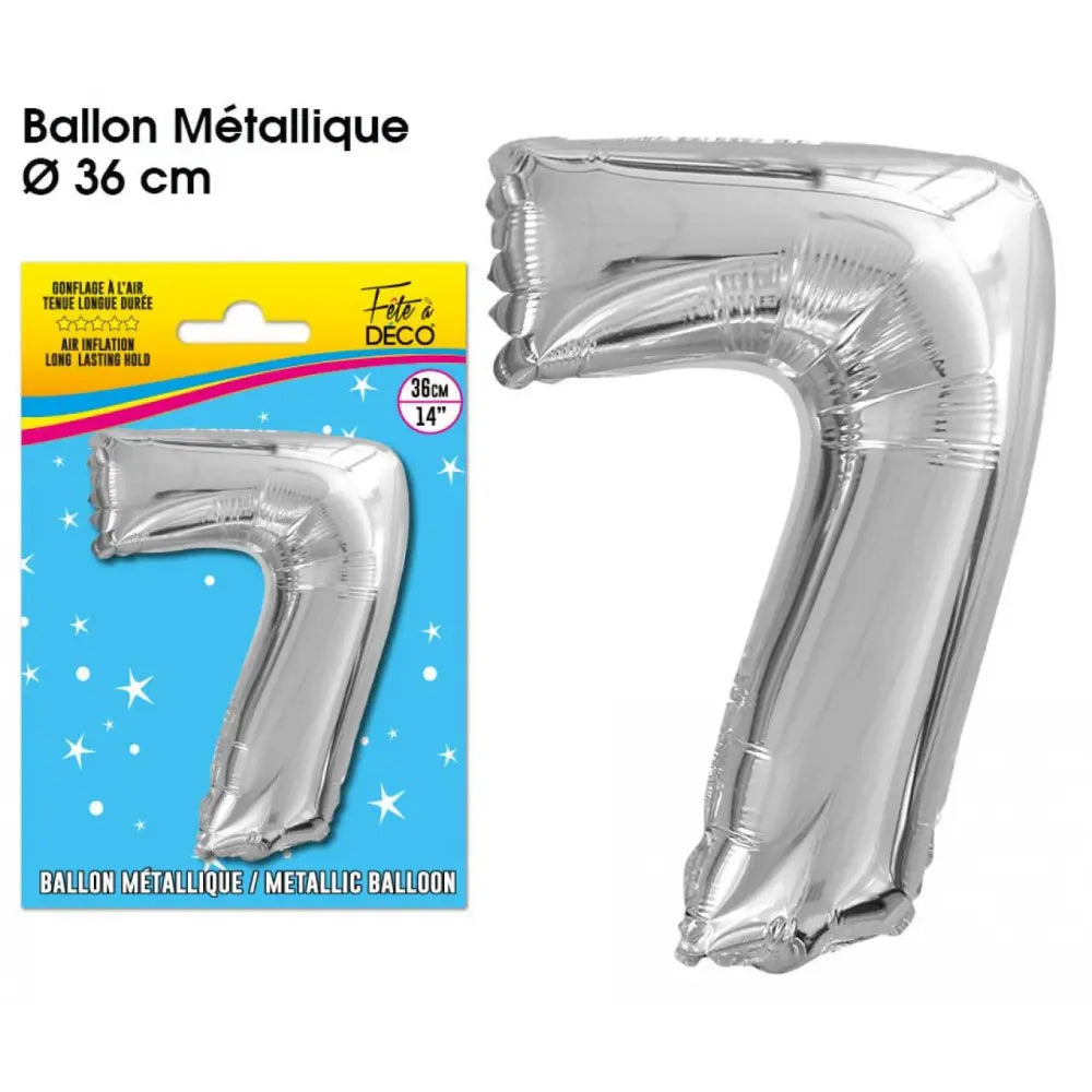 Ballon métallique Argent Chiffre - 36cm : 7