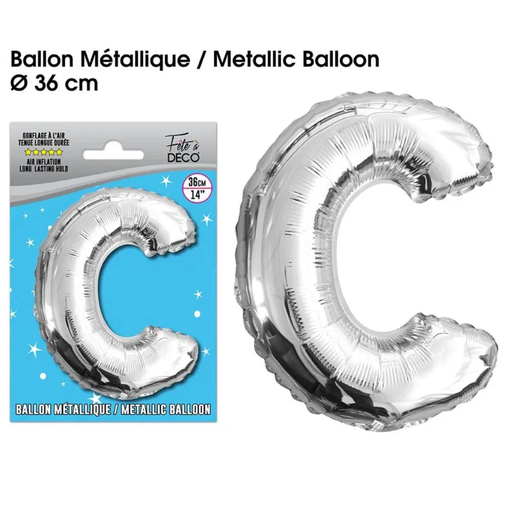 Ballon métallique Argent Lettres et Symboles - C