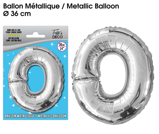 Ballon métallique Argent Lettres et Symboles - Toutes les lettres, le # et le & : O