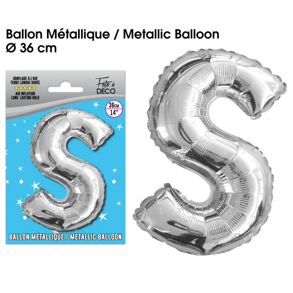 Ballon métallique Argent Lettres et Symboles - S
