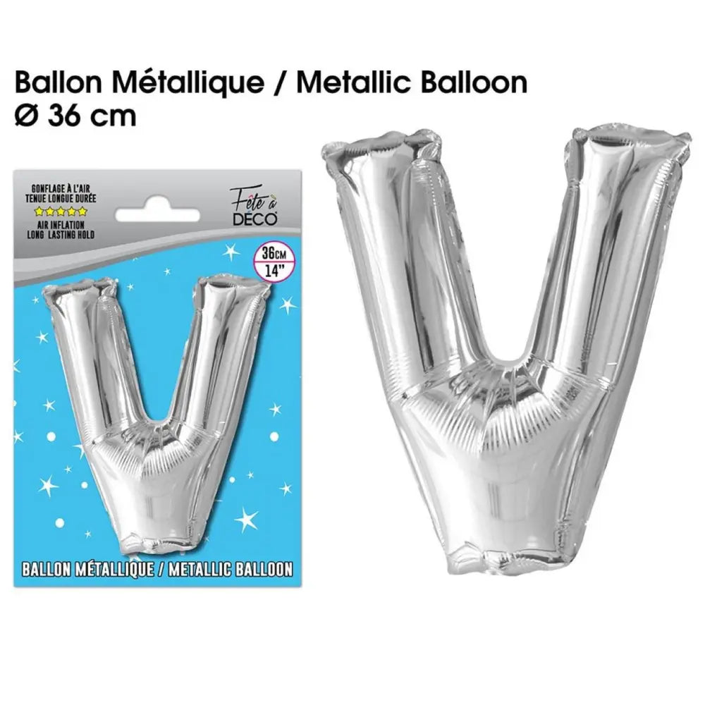 Ballon métallique Argent Lettres et Symboles - V