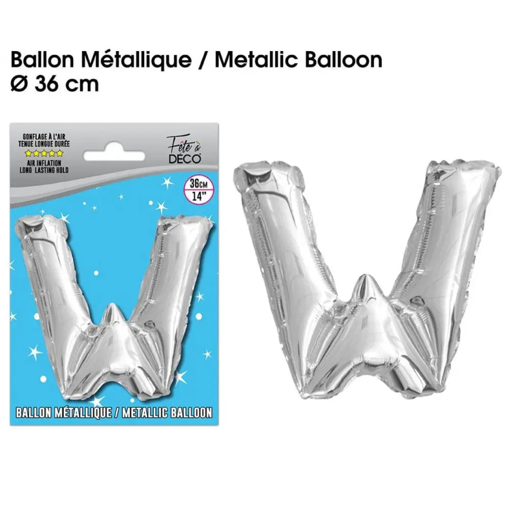 Ballon métallique Argent Lettres et Symboles - W