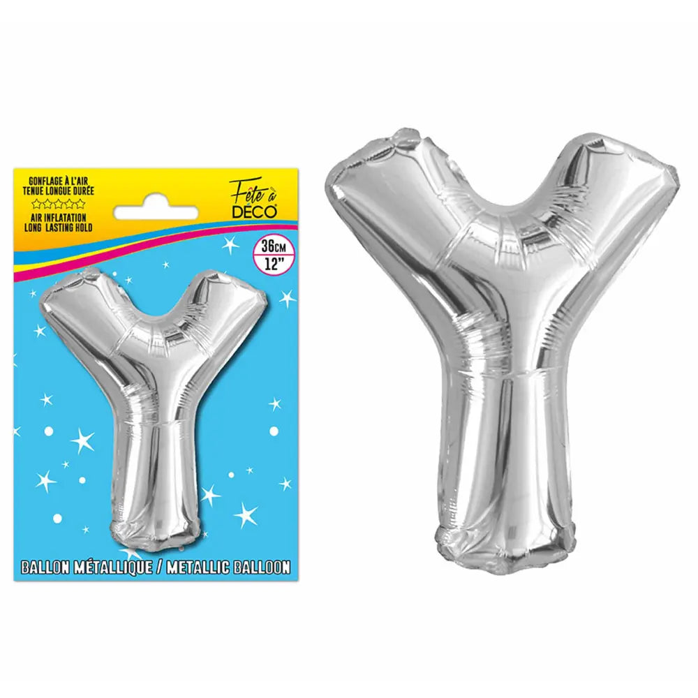 Ballon métallique Argent Lettres et Symboles - Y
