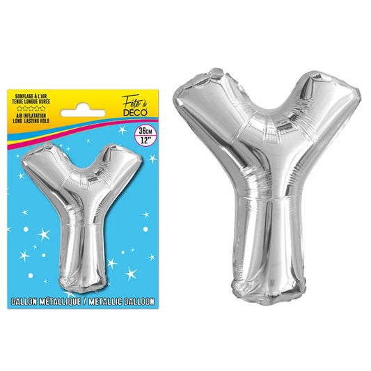 Ballon métallique Argent Lettres et Symboles - Y