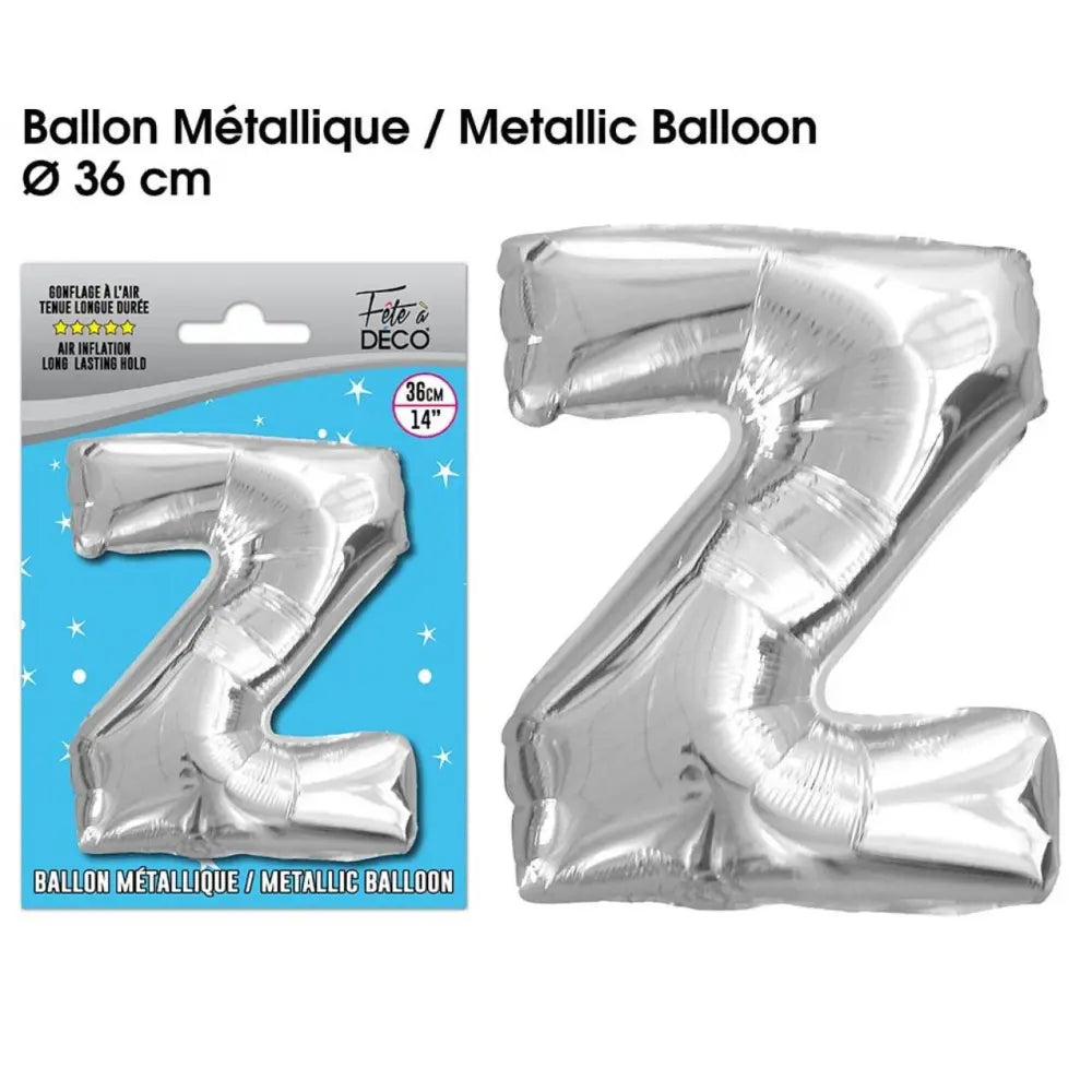 Ballon métallique Argent Lettres et Symboles - Z