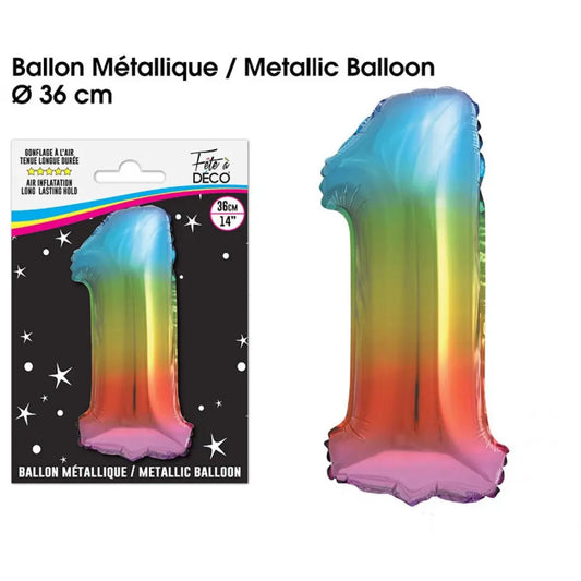 Ballon Métallique Multicolore - 36cm : 1
