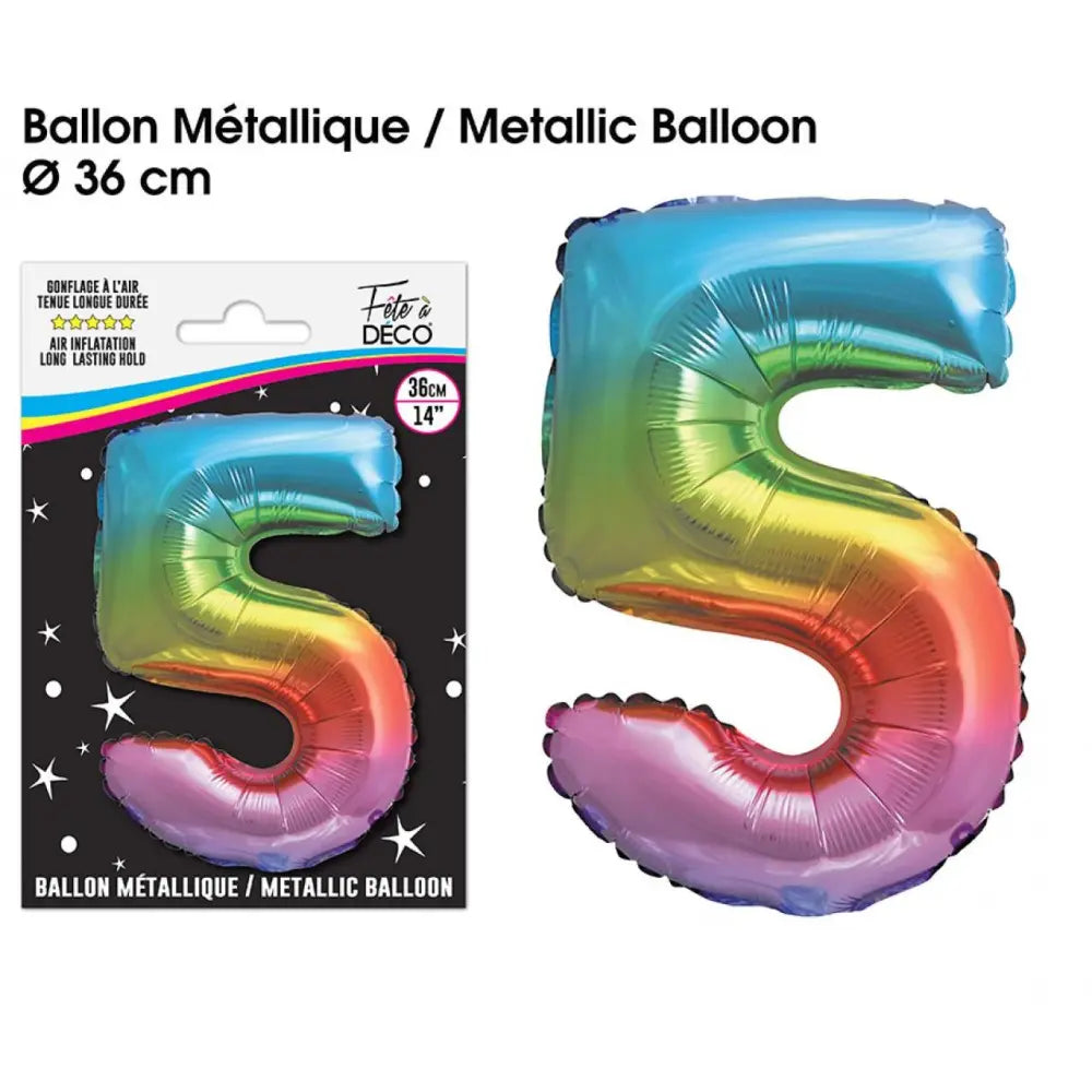 Ballon Métallique Multicolore - 36cm : 5