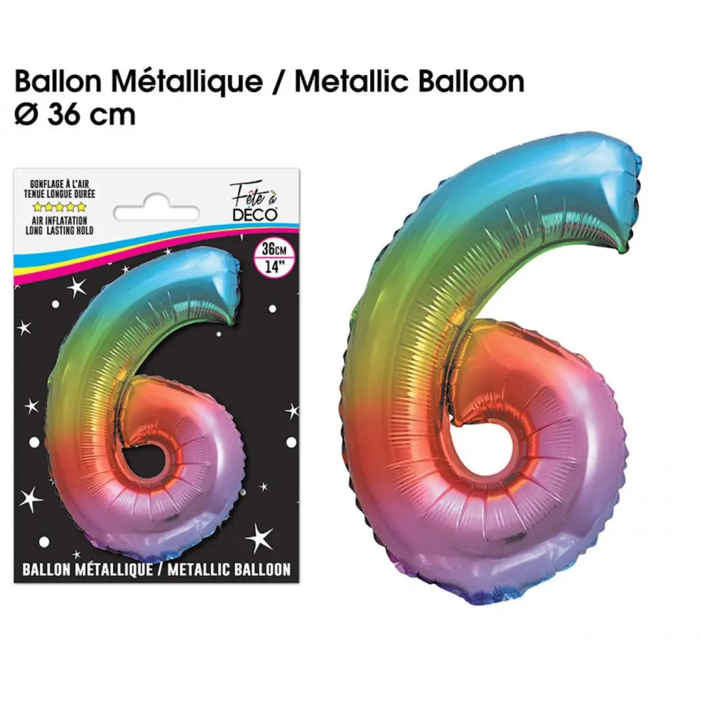 Ballon Métallique Multicolore - 36cm : 6