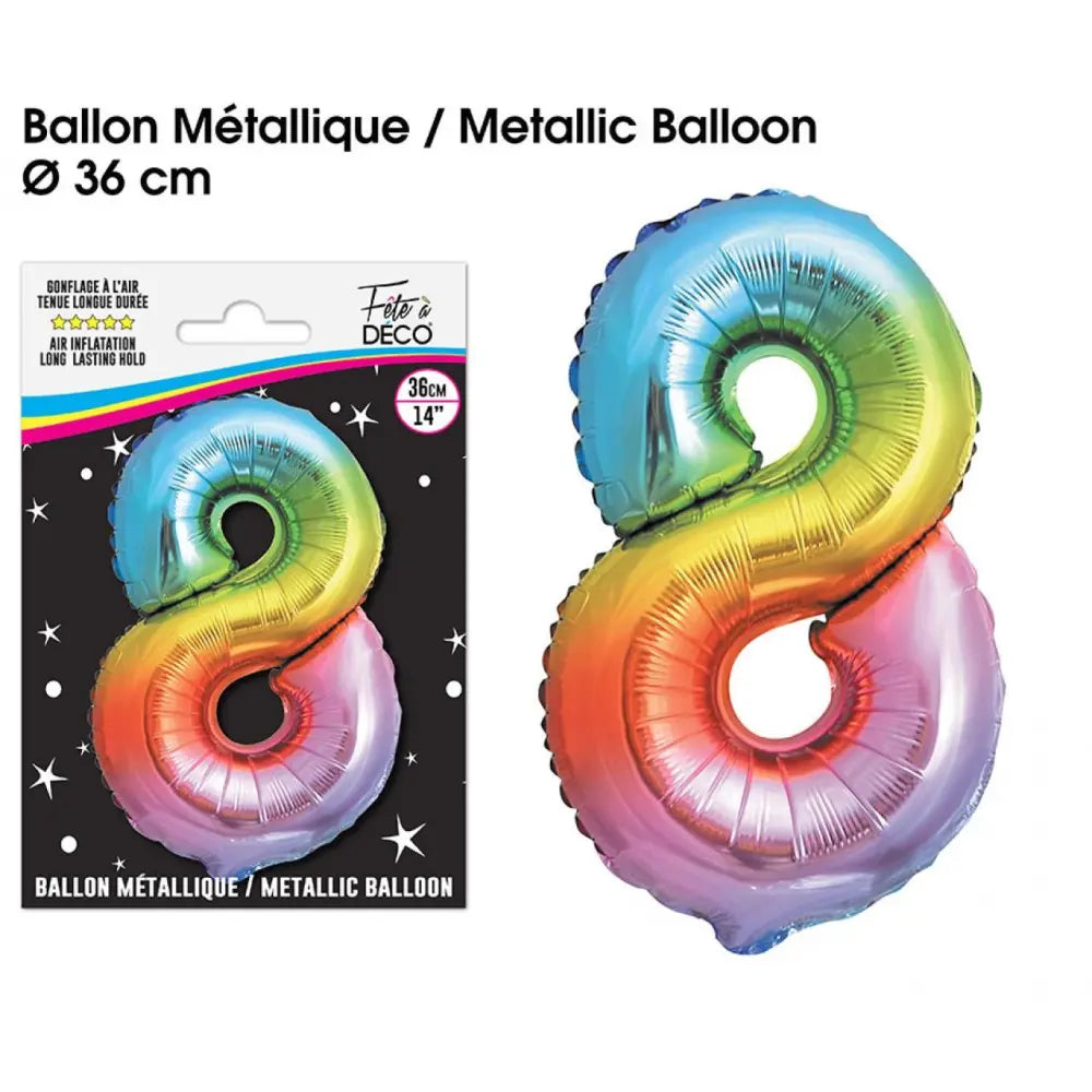 Ballon Métallique Multicolore - 36cm : 8