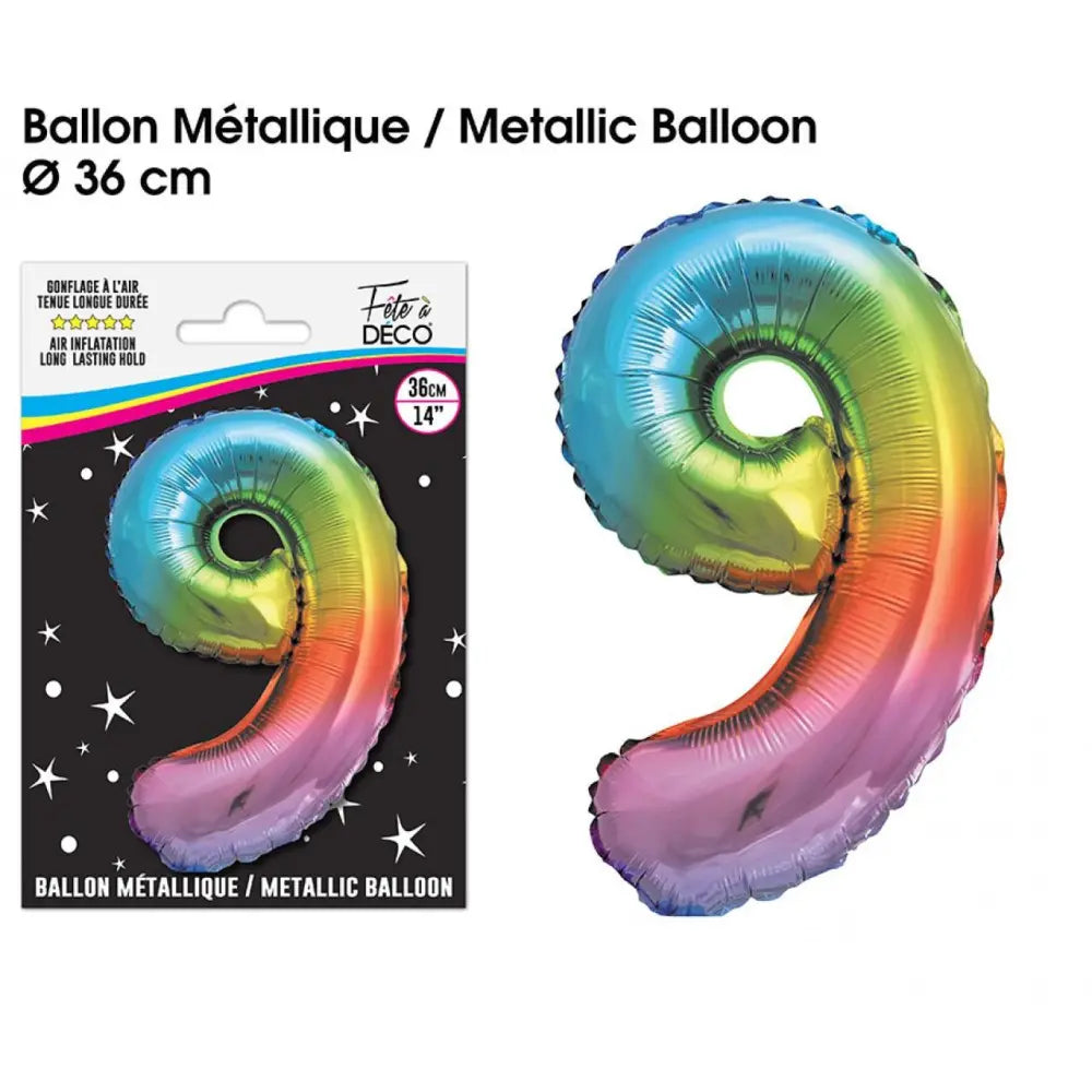 Ballon Métallique Multicolore - 36cm : 9