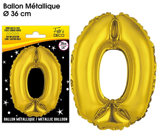 Ballons métalliques OR chiffre - Tous les chiffres : 0