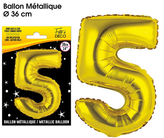 Ballons métalliques OR chiffre - Tous les chiffres : 5