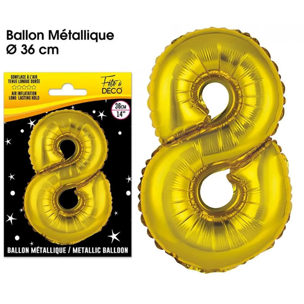 Ballon Métallique OR Chiffre - 36cm : 8