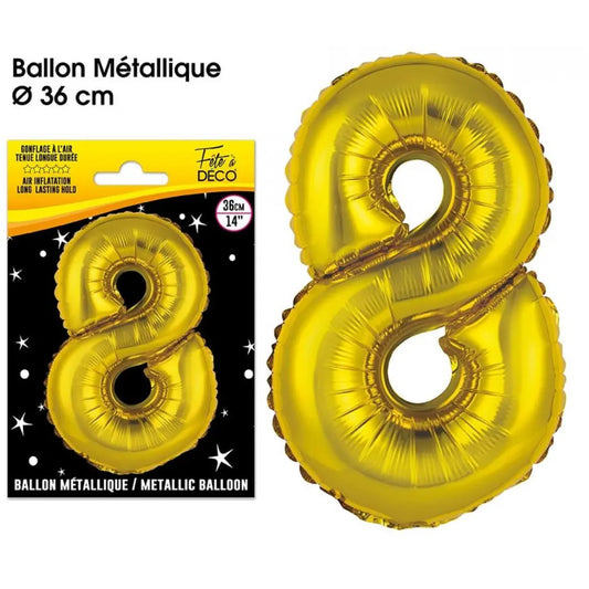 Ballon Métallique OR Chiffre - 36cm : 8