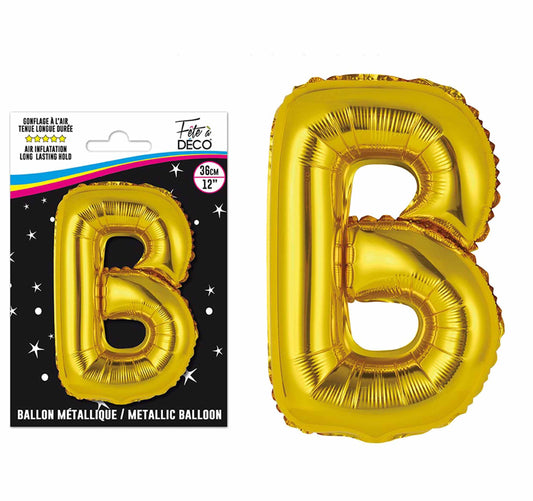 Ballons métalliques OR lettre - Toutes les lettres, le # et le & : B<br/>