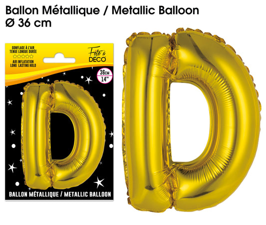 Ballons métalliques OR lettre - Toutes les lettres, le # et le & : D