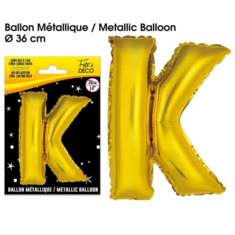 Ballon Métalliques OR Lettre - 36cm : K
