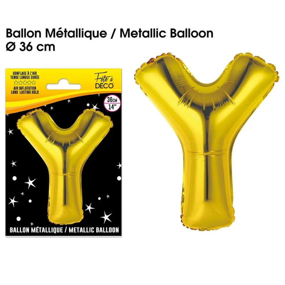 Ballon Métallique OR Lettre - 36cm : Y
