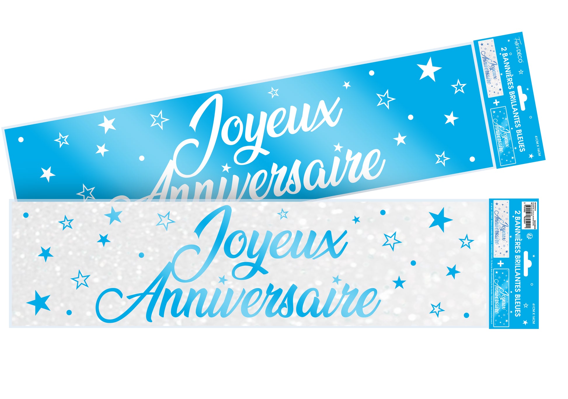 Bannières Joyeux Anniversaire Métallique - Couleur : Bleues