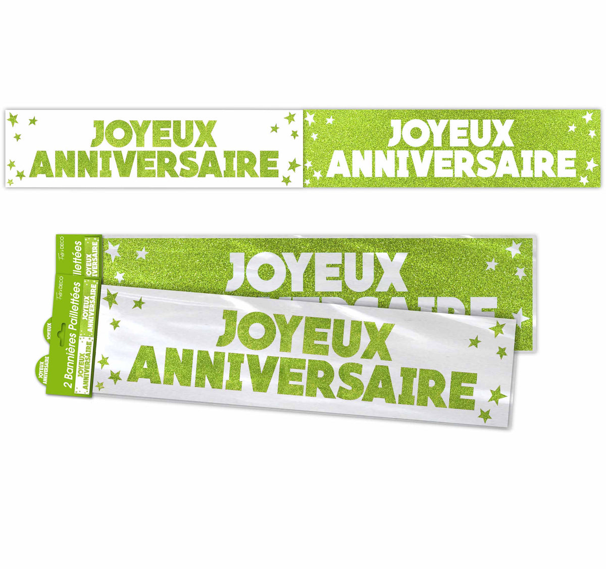 Bannières pailletées Joyeux Anniversaire
