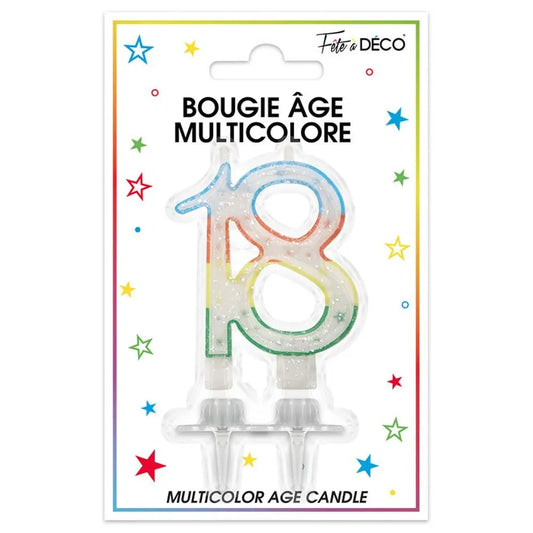 Bougie "18" - Multicolore