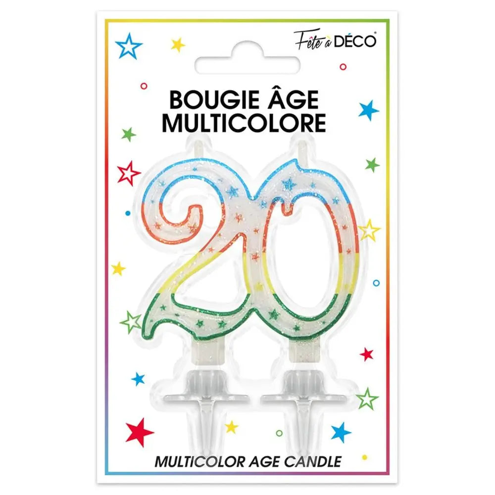 Bougie "20" - Multicolore