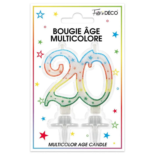 Bougie "20" - Multicolore