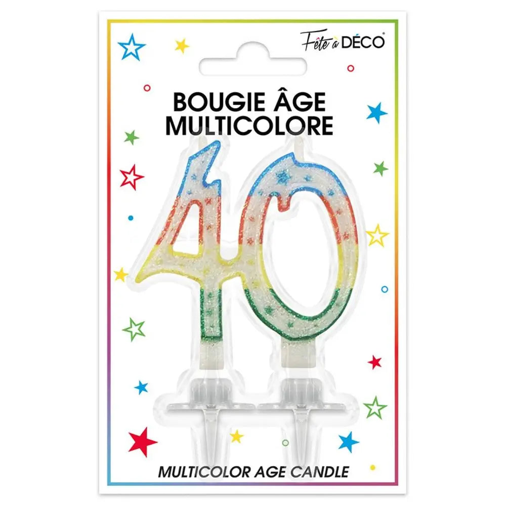 Bougie Chiffre "40" - Multicolore