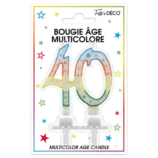 Bougie Chiffre "40" - Multicolore