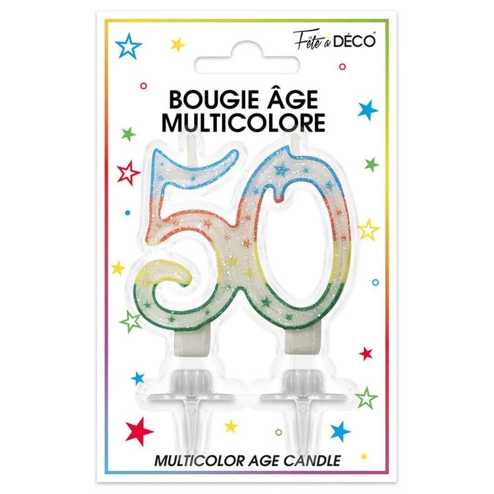 Bougie Chiffre "50" - Multicolore