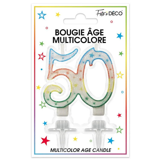 Bougie Chiffre "50" - Multicolore
