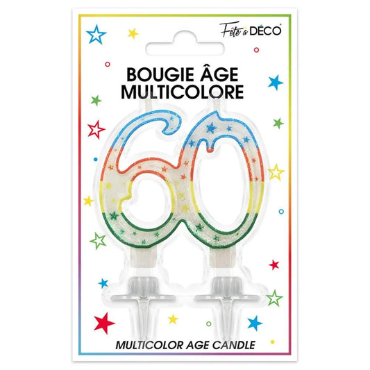 Bougie "60" - Multicolore