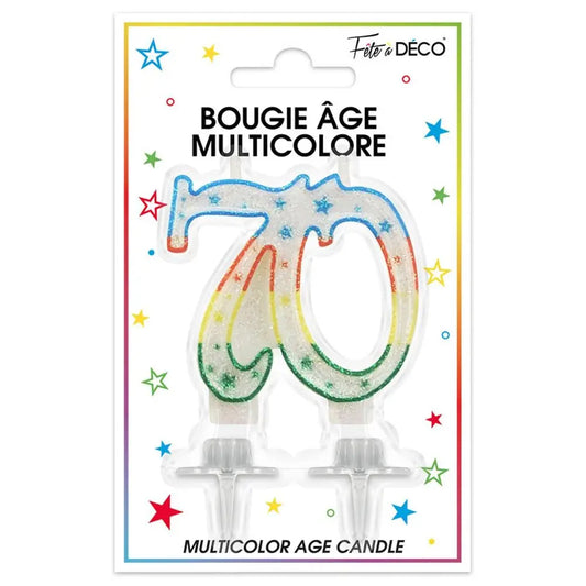 Bougie Chiffre "70" - Multicolore
