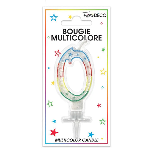 Bougie Chiffre "0" - Multicolore