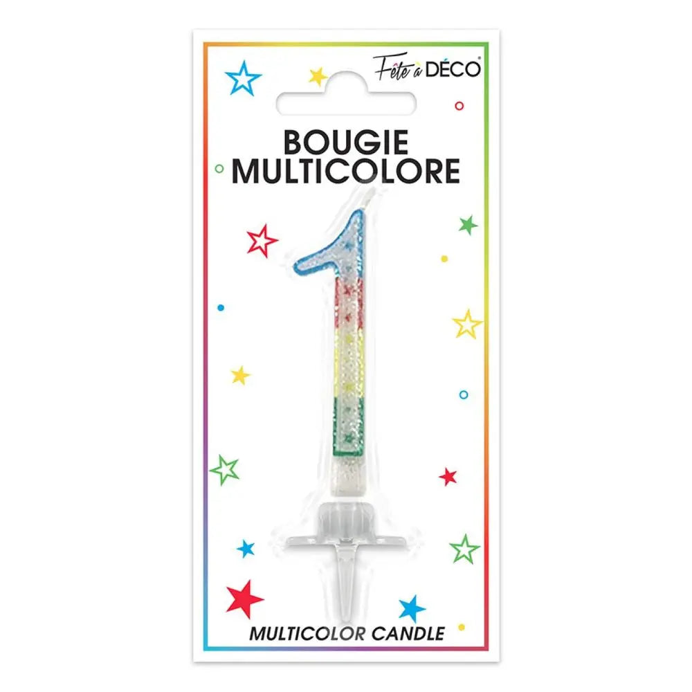 Bougie Chiffre "1" - Multicolore