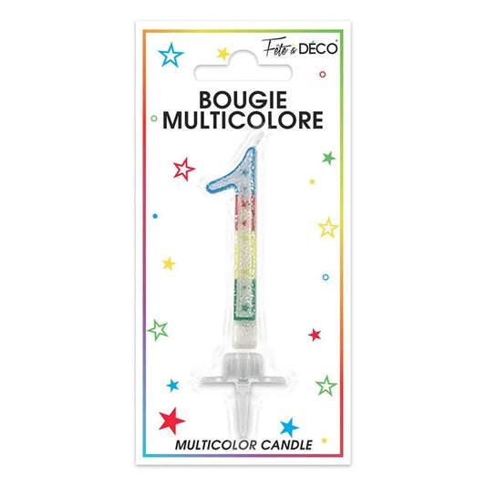 Bougie Chiffre "1" - Multicolore