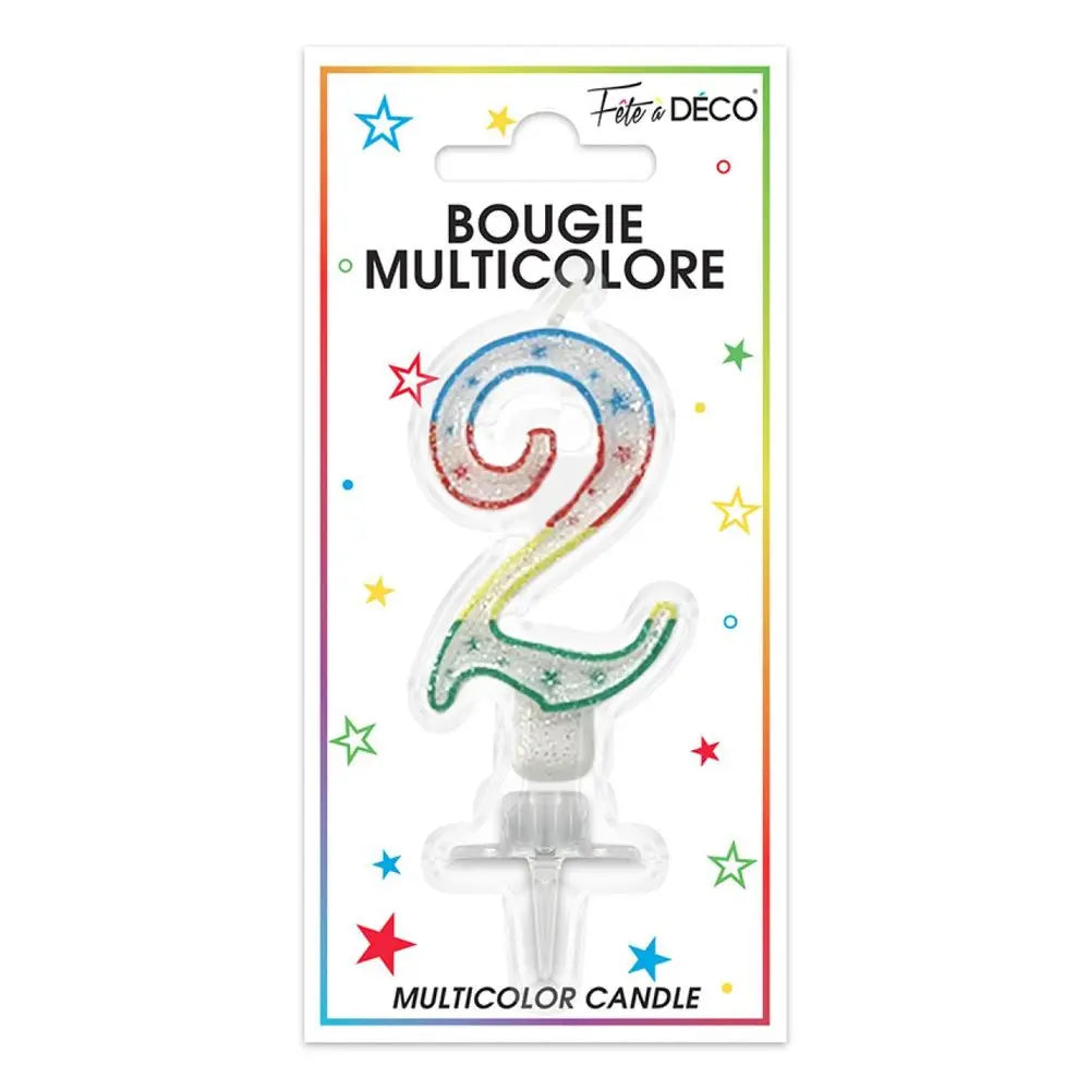 Bougie Chiffre "2" - Multicolore