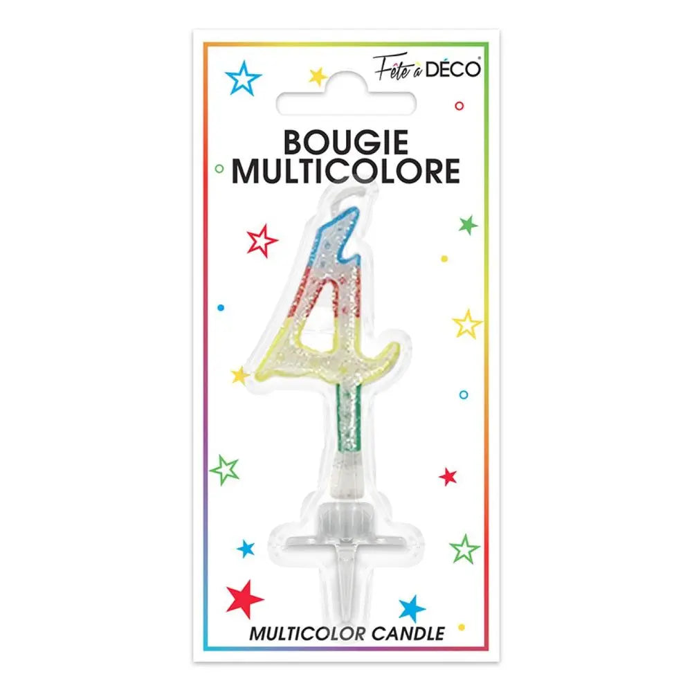 Bougie Chiffre "4" - Multicolore