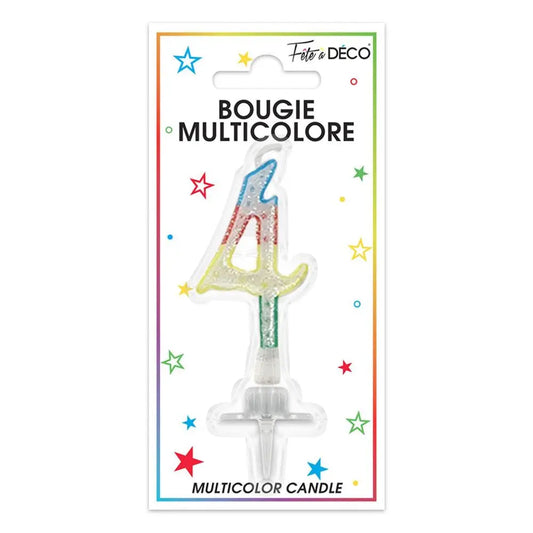 Bougie Chiffre "4" - Multicolore
