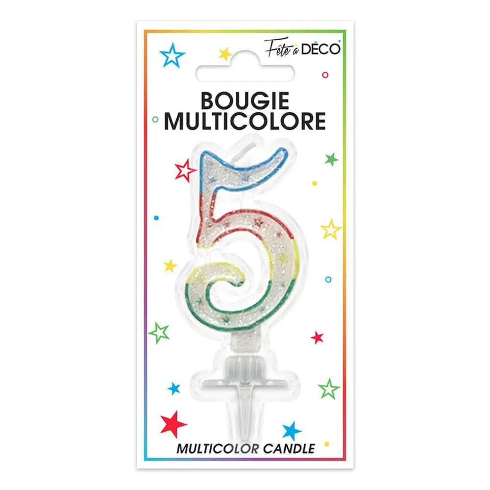 Bougie Chiffre "5" - Multicolore