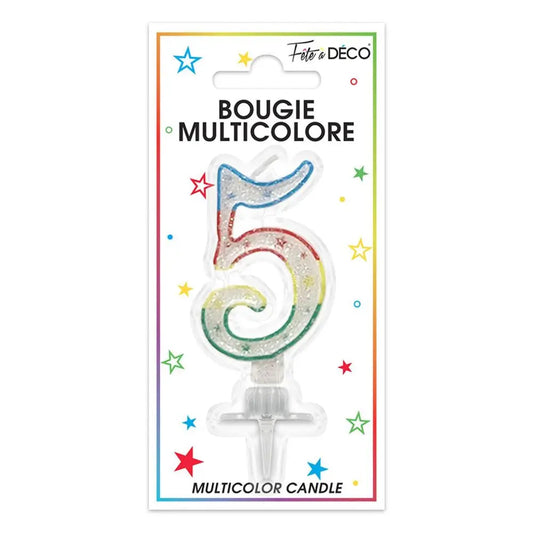 Bougie Chiffre "5" - Multicolore