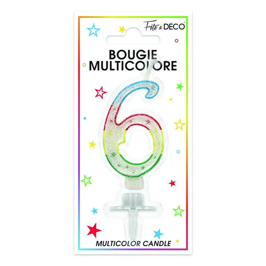 Bougie Chiffre "6" - Multicolore