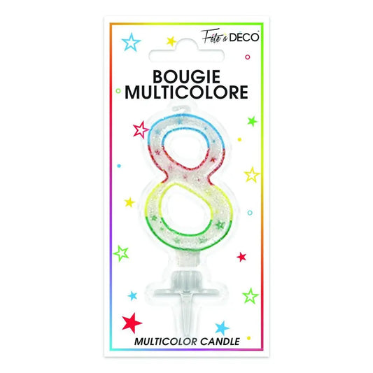 Bougie Chiffre "8" - Multicolore