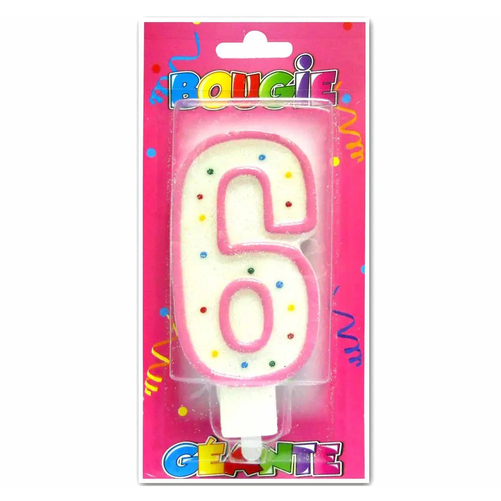 Bougie Géante ''6'' - Rose