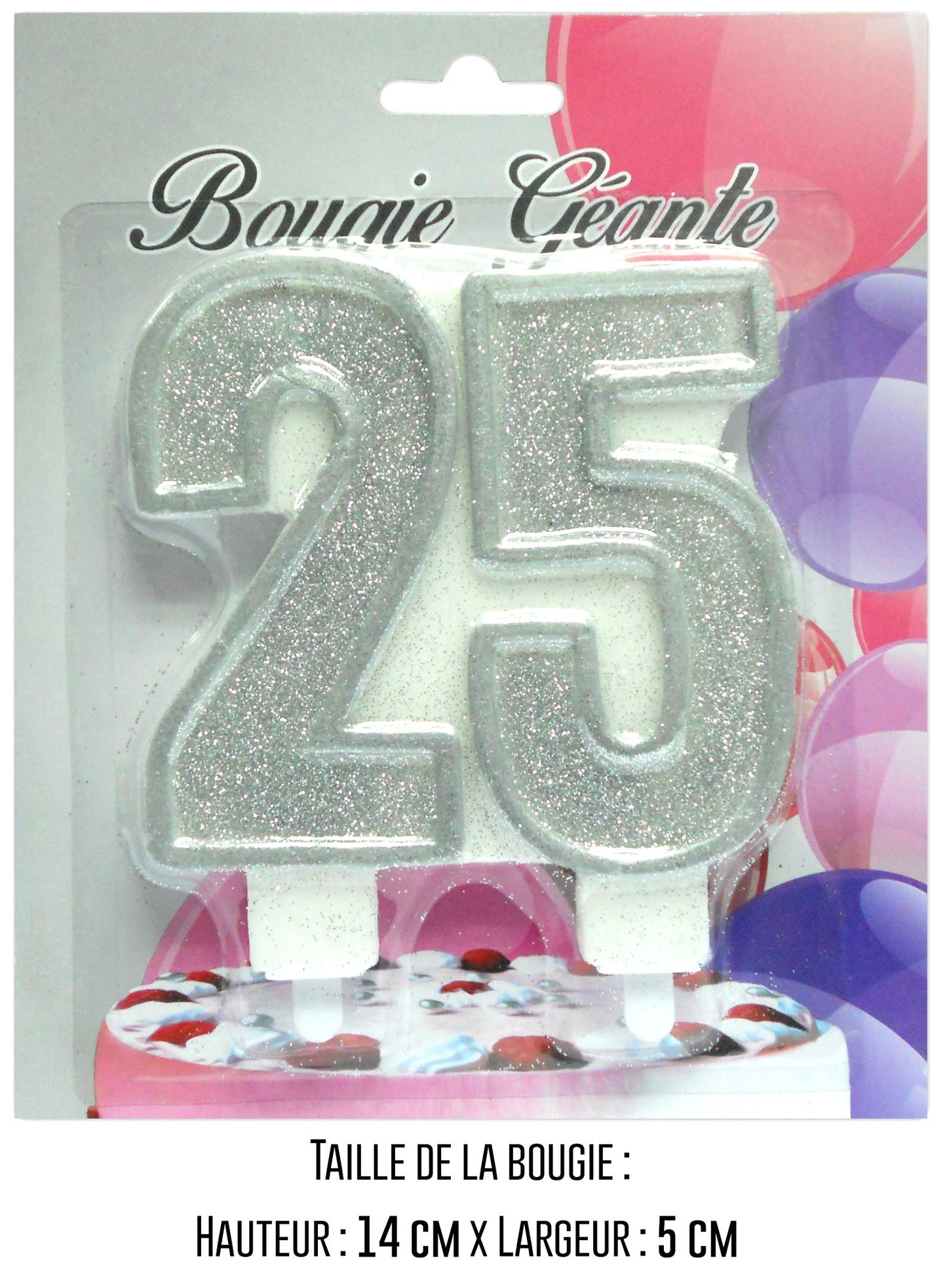 Bougie géante argent 25 ans